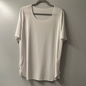 Susan Graver White Short Sleeve Liquid Knit Tunic